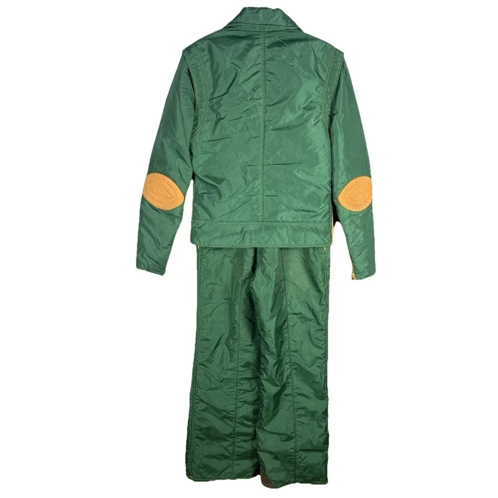 Beconta Men's Medium Green Orange Two Piece Coat Jacket 60s 70s‎ Snow Bib VTG